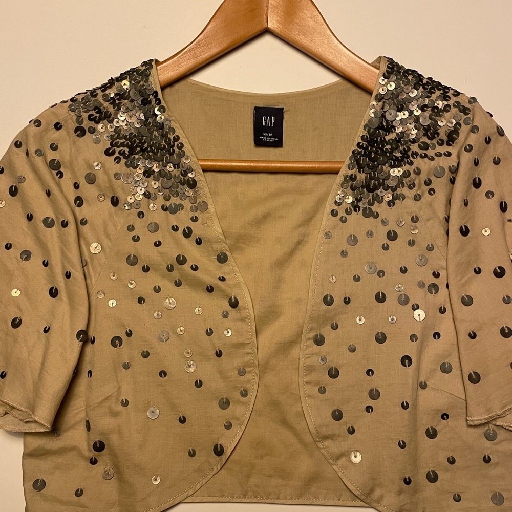 GAP Beige Sequin Bolero Jacket